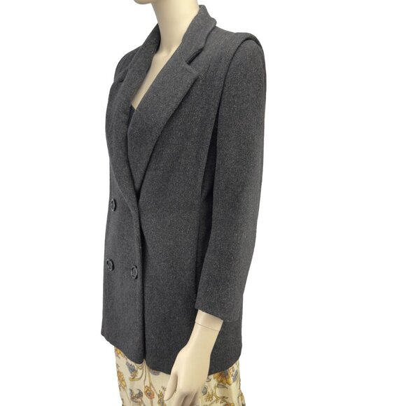 VINTAGE Pavillon Luxury Wool Gray 80’s 90’s Power Shoulders Tailored Jacket S - Picture 5 of 9